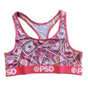 3/$30 NEW PSD Sports Bra Pink Money Dollar Bills Sz. L